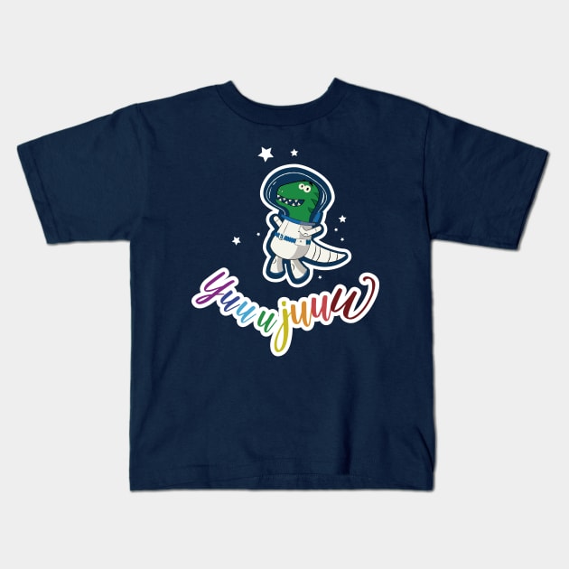 Dino Enjoy the Space Kids T-Shirt by HarlinDesign